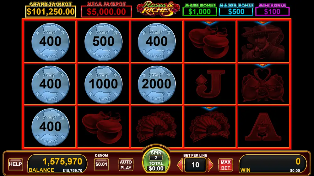 Bull Rush grid completely filled 15 out of 15 positions triggering the Grand Jackpot