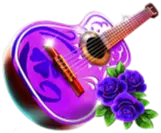 Purple guitar symbol in Bull Rush paytable